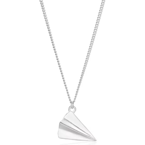 Sterling Silver 925 Dainty Paper Airplane Harry Styles Origami Charm Necklace - Picture 2 of 3